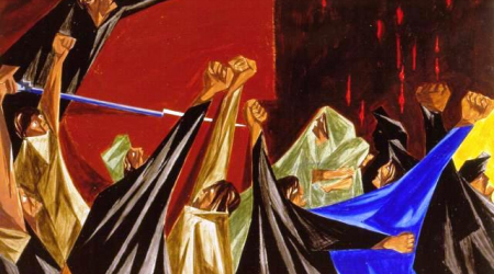 Panel 1: Is Life so dear or peace so sweet as to be purchased at the price of chains and slavery? (1955-56) Jacob Lawrence