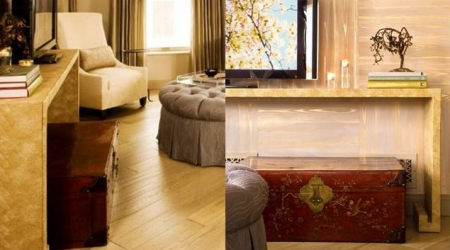 faux shagreen console table