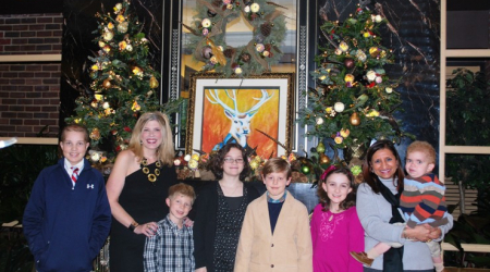 Ryan T., Allison Priebe Brooks of Queen Bee Designs, Peter K., Lily S., young boy, Hannah S., Dr. Aziza Shad, and Nicholas in fr