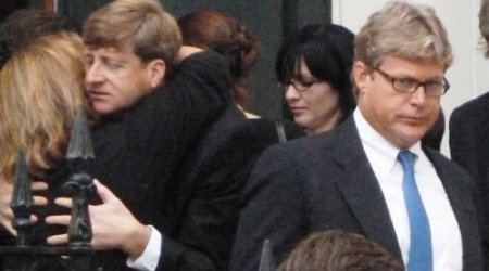 Patrick Kennedy and Ted Kennedy, Jr. receive mourners at the funneral services for their sister, Kara