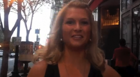 Katherine Kennedy, new Penn Quarter resident, outside Carmine's