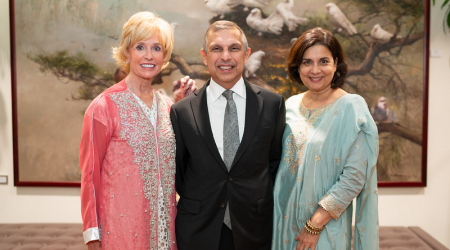 Coach Kathy Kemper with Ambassador and Mrs. Ashok Mirpuri of Singapore