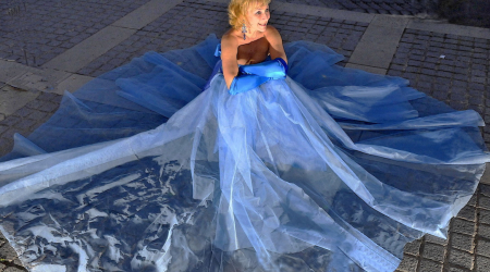 Larissa Noury in one of her hand-painted designs