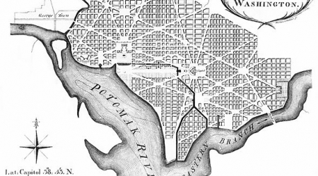 Andrew Ellicott's 1792 revision of L'Enfant's plan of 1791–1792 for the Federal City later Washington City, DC