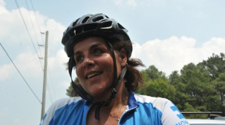 Marissa Rauch after she finished the more than 100-mile Bike to the Beach to benefit Autism.