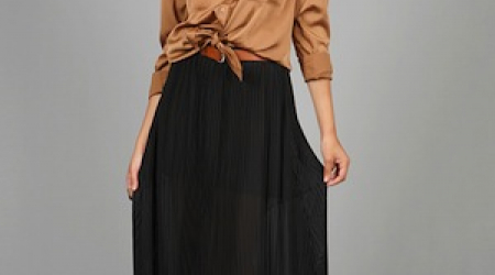 Love + Friends Pleated Black Maxi Skirt