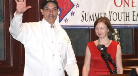 Vincent Gray with Elizabeth Scott at Mayor's Press Conference