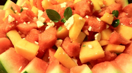 Melon Chunks with Crumbled Feta and Fresh Mint from Diet Simple Farm to Table Recipes: 50 New Reasons to Cook in Season!