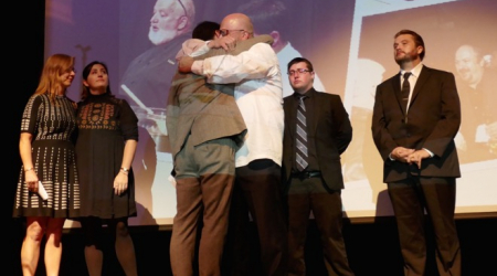 Michel Richard&#039;s widow and children during an emotional tribute