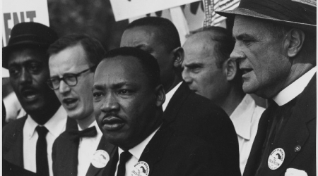 Civil Rights March on Washington, D.C. (Dr. Martin Luther King, Jr. and Mathew Ahmann in a crowd.)