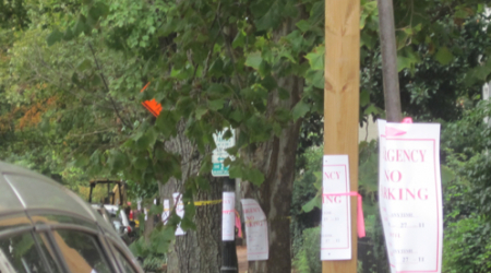 No parking signs line blocks in Georgetown