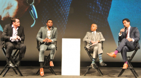 Director Tate Taylor, actor Chadwick Boseman, Rev. Al Sharpton, MSNBC’s Touré Neblett