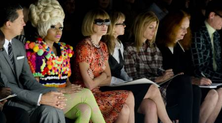Vogue's Anna Wintour, and Niki Minaj enjoying the runway at the Mercedes-Benz Fashion Week in New York.