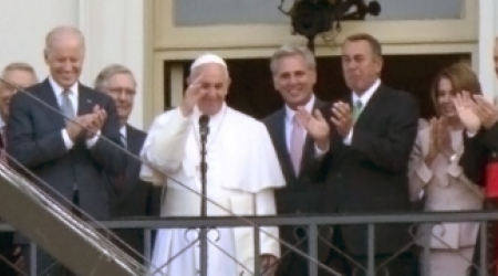 Pope Francis on the Congress balcony
