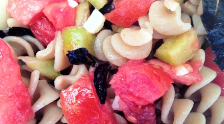 Pasta Shells with Vine Ripe Tomatoes, Peppers and Basil