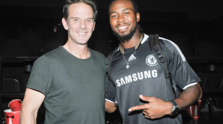 Director Peter Berg and Washington Redskin player Josh Norman