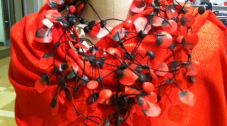 Red Petals Necklace by Annemieke Broenik