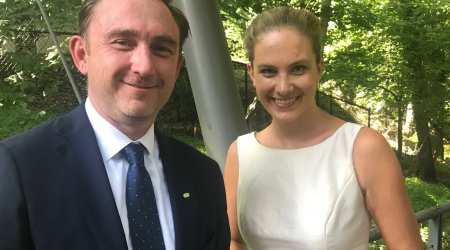 Sara Stenroos, First Secretary, Embassy of Finland, with Matthew Costello of Finn Church Aid Americas