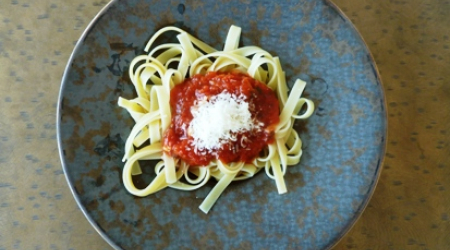 Sauces n' Love Arrabiata over linguine with freshly grated Parmigiano Reggiano