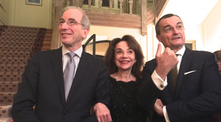 Andrew Plump with his wife Elaine Sciolino and Amb. Gérard Araud