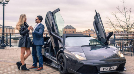 Sangeeth Segaram with his Lamborghini Murcielago lp640 Roadster and Actress Miss Natalie Parry – Face of Miss Motors 2015