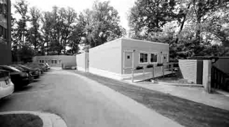 Classroom trailers replaced part of the teacher parking lot at the overcrowded school this year.