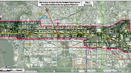 The study area is generally centered on K, L, and I streets from 33rd Street NW to 3rd Street NE.