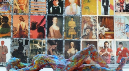 Ross Ruot collage and Karen Feld sculpture