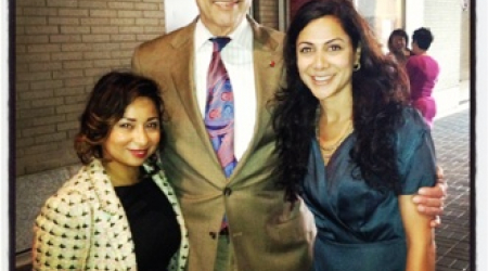 TARI's Alida Sanchez and Sara Mokhtari with Mayor Vincent Gray
