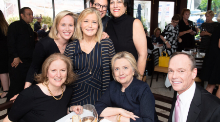 Hillary Clinton, Hilary Rosen and friends of Ellen Tauscher at Cafe Milano following service