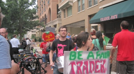 Protesters outside Trader Joe&#039;s Wednesday