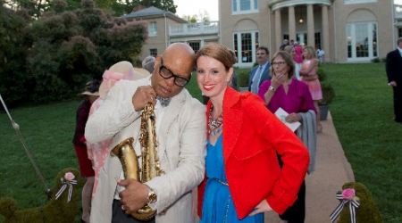 Ski Johnson, proud alumnus of the nearby Duke Ellington School of the Arts (shown right, vamping with Hope Solomon at recent gar