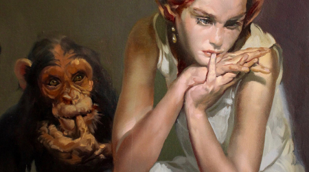 William Woodward, Detail of Envy, 2014. Oil on linen, 62 x 51 in.