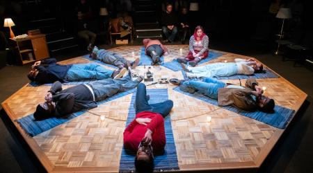 The cast of Octet (Left to right): Aidan Joyce, Jimmy Kieffer, Chelsea Williams, Tracy Lynn Olivera, Amelia Aguilar (sitting upright), Ana Marcu, Angelo Harrington II, and David Toshiro CraneOctet 8 – The cast of Octet (Left to right): Aidan Joyce, Chelsea Williams, Jimmy Kieffer, Amelia Aguilar, Ana Marcu, David Toshiro Crane, Tracy Lynn Olivera and Angelo Harrington II