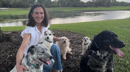 Samantha Hays Gushner with her dogs