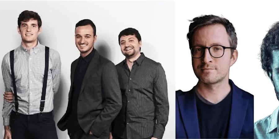Clockwise from top: Sandbox Percussion, Conor Hanick, Matt Aucoin. Photos: Kjell van Sice and Steven Laxton